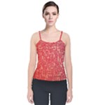 Chinese Hieroglyphs Patterns, Chinese Ornaments, Red Chinese Velvet Spaghetti Strap Top