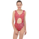 Chinese Hieroglyphs Patterns, Chinese Ornaments, Red Chinese Center Cut Out Swimsuit