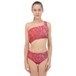 Chinese Hieroglyphs Patterns, Chinese Ornaments, Red Chinese Spliced Up Two Piece Swimsuit