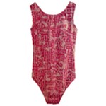 Chinese Hieroglyphs Patterns, Chinese Ornaments, Red Chinese Kids  Cut-Out Back One Piece Swimsuit