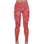 Chinese Hieroglyphs Patterns, Chinese Ornaments, Red Chinese Lightweight Velour Classic Yoga Leggings