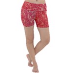 Chinese Hieroglyphs Patterns, Chinese Ornaments, Red Chinese Lightweight Velour Yoga Shorts