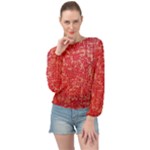 Chinese Hieroglyphs Patterns, Chinese Ornaments, Red Chinese Banded Bottom Chiffon Top