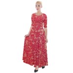Chinese Hieroglyphs Patterns, Chinese Ornaments, Red Chinese Half Sleeves Maxi Dress