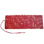 Chinese Hieroglyphs Patterns, Chinese Ornaments, Red Chinese Roll Up Canvas Pencil Holder (S)