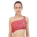 Chinese Hieroglyphs Patterns, Chinese Ornaments, Red Chinese Spliced Up Bikini Top 