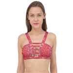 Chinese Hieroglyphs Patterns, Chinese Ornaments, Red Chinese Cage Up Bikini Top