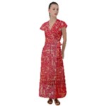 Chinese Hieroglyphs Patterns, Chinese Ornaments, Red Chinese Flutter Sleeve Maxi Dress