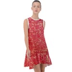 Chinese Hieroglyphs Patterns, Chinese Ornaments, Red Chinese Frill Swing Dress