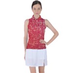 Chinese Hieroglyphs Patterns, Chinese Ornaments, Red Chinese Women s Sleeveless Polo T-Shirt