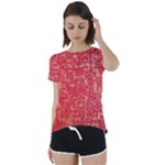Chinese Hieroglyphs Patterns, Chinese Ornaments, Red Chinese Short Sleeve Open Back T-Shirt