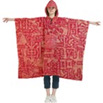 Chinese Hieroglyphs Patterns, Chinese Ornaments, Red Chinese Women s Hooded Rain Ponchos