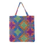 Colorful Floral Ornament, Floral Patterns Grocery Tote Bag