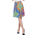 Colorful Floral Ornament, Floral Patterns A-Line Skirt