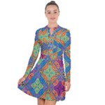 Colorful Floral Ornament, Floral Patterns Long Sleeve Panel Dress
