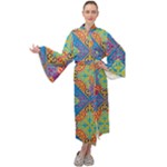 Colorful Floral Ornament, Floral Patterns Maxi Velvet Kimono