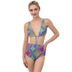 Colorful Floral Ornament, Floral Patterns Tied Up Two Piece Swimsuit