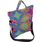 Colorful Floral Ornament, Floral Patterns Fold Over Handle Tote Bag