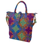 Colorful Floral Ornament, Floral Patterns Buckle Top Tote Bag