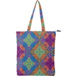 Colorful Floral Ornament, Floral Patterns Double Zip Up Tote Bag