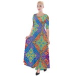 Colorful Floral Ornament, Floral Patterns Half Sleeves Maxi Dress