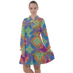 Colorful Floral Ornament, Floral Patterns All Frills Chiffon Dress