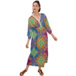 Colorful Floral Ornament, Floral Patterns Grecian Style  Maxi Dress