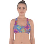 Colorful Floral Ornament, Floral Patterns Cross Back Hipster Bikini Top 