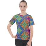 Colorful Floral Ornament, Floral Patterns Women s Sport Raglan T-Shirt