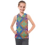Colorful Floral Ornament, Floral Patterns Kids  Sleeveless Hoodie
