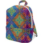 Colorful Floral Ornament, Floral Patterns Zip Up Backpack