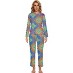 Colorful Floral Ornament, Floral Patterns Womens  Long Sleeve Lightweight Pajamas Set