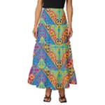 Colorful Floral Ornament, Floral Patterns Tiered Ruffle Maxi Skirt