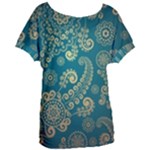 European Pattern, Blue, Desenho, Retro, Style Women s Oversized T-Shirt