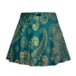 European Pattern, Blue, Desenho, Retro, Style Mini Flare Skirt