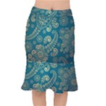 European Pattern, Blue, Desenho, Retro, Style Short Mermaid Skirt