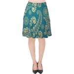 European Pattern, Blue, Desenho, Retro, Style Velvet High Waist Skirt