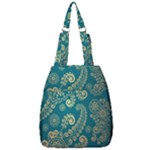 European Pattern, Blue, Desenho, Retro, Style Center Zip Backpack