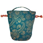 European Pattern, Blue, Desenho, Retro, Style Drawstring Bucket Bag