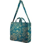 European Pattern, Blue, Desenho, Retro, Style Square Shoulder Tote Bag
