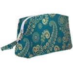 European Pattern, Blue, Desenho, Retro, Style Wristlet Pouch Bag (Large)