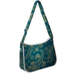 European Pattern, Blue, Desenho, Retro, Style Zip Up Shoulder Bag
