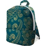 European Pattern, Blue, Desenho, Retro, Style Zip Up Backpack