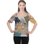 Boho Background Leaves Botanical Ornamental Pattern Seamless Decorative Design Wallpaper Nature Draw Cutout Shoulder T-Shirt