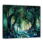 Trees Forest Mystical Forest Background Landscape Nature Canvas 24  x 20  (Stretched)