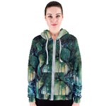 Trees Forest Mystical Forest Background Landscape Nature Women s Zipper Hoodie