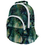 Trees Forest Mystical Forest Background Landscape Nature Rounded Multi Pocket Backpack