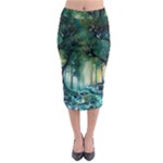 Trees Forest Mystical Forest Background Landscape Nature Midi Pencil Skirt