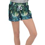 Trees Forest Mystical Forest Background Landscape Nature Women s Velour Lounge Shorts