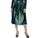 Trees Forest Mystical Forest Background Landscape Nature Classic Velour Midi Skirt 